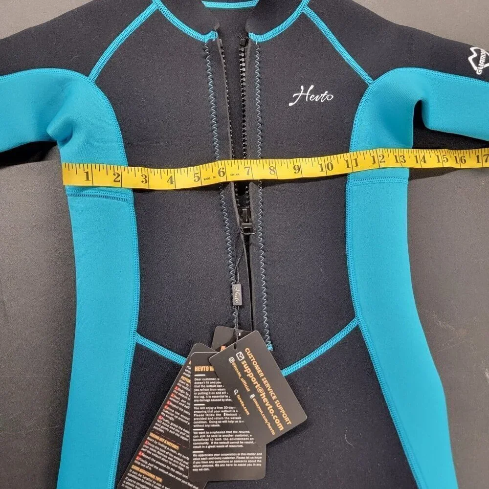 Herto Guardian Black Turquoise Front Zip Wetsuit Water Sports Outdoor Wakeboard